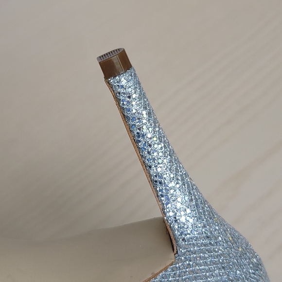 Michael Kors Ava Mid Heel Strappy Silver Glitter Sandals Heels PV19H Size 10M - Picture 10 of 16